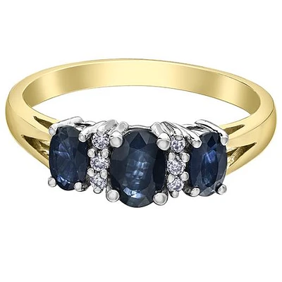 10K Yellow Gold Sapphire & Diamond Ring