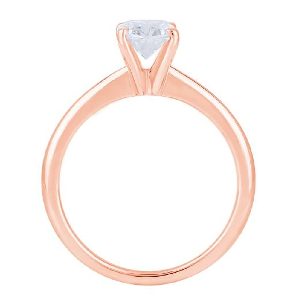 New Brilliance 14K Rose Gold Lab Grown 1.00CT Oval Shaped Diamond Solitaire Ring