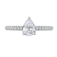 New Brilliance 14K White Gold Lab Grown 1.27CTW Pear Shaped Ring