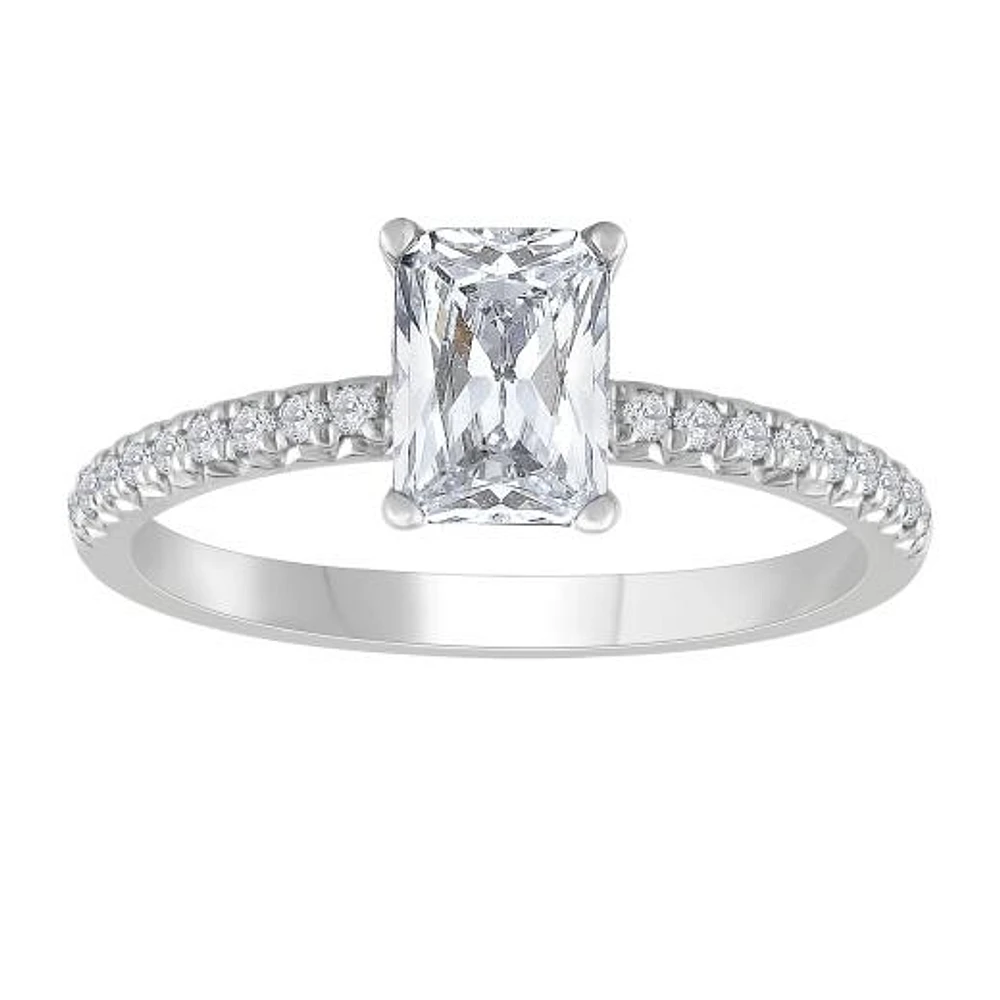 New Brilliance 14K White Gold Lab Grown 1.28CTW Emerald Shaped Diamond Ring