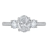 New Brilliance 14K White Gold Lab Grown 2.14CTW Oval Diamond Three Stone Ring