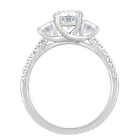 New Brilliance 14K White Gold Lab Grown 2.14CTW Oval Diamond Three Stone Ring