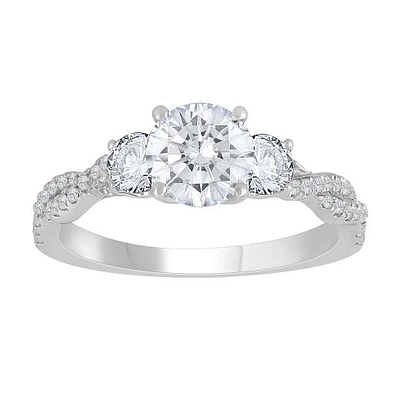 New Brilliance 14K White Gold Lab Grown 1.58CTW Three Stone Bridal Ring