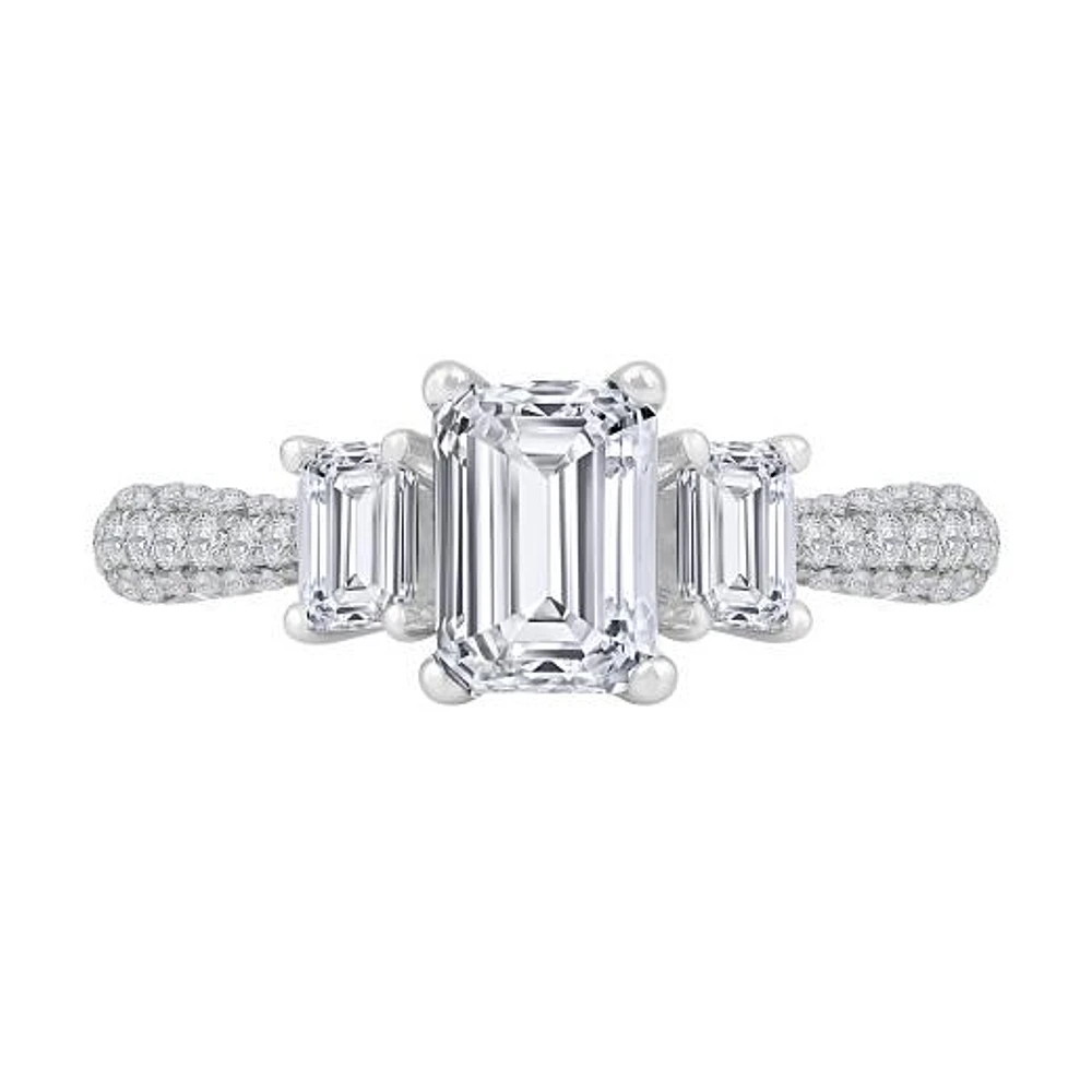 New Brilliance 14K White Gold Lab Grown 2.48CTW Emerald Diamond Bridal Ring