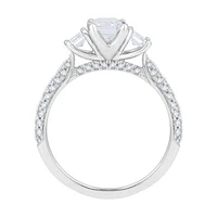 New Brilliance 14K White Gold Lab Grown 2.48CTW Emerald Diamond Bridal Ring