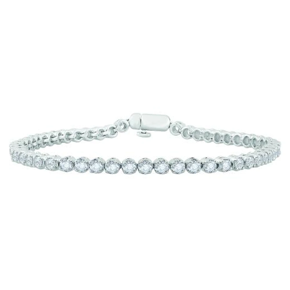 10K White Gold 3.03CTW Diamond Tennis Bracelet