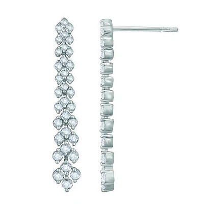 10K White Gold 1.04CTW Diamond Dangle Earrings