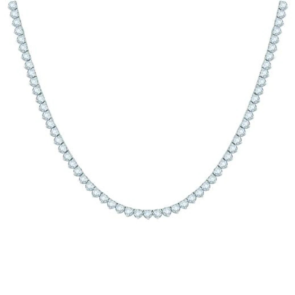14K White Gold 10.00CTW Diamond Tennis Necklace