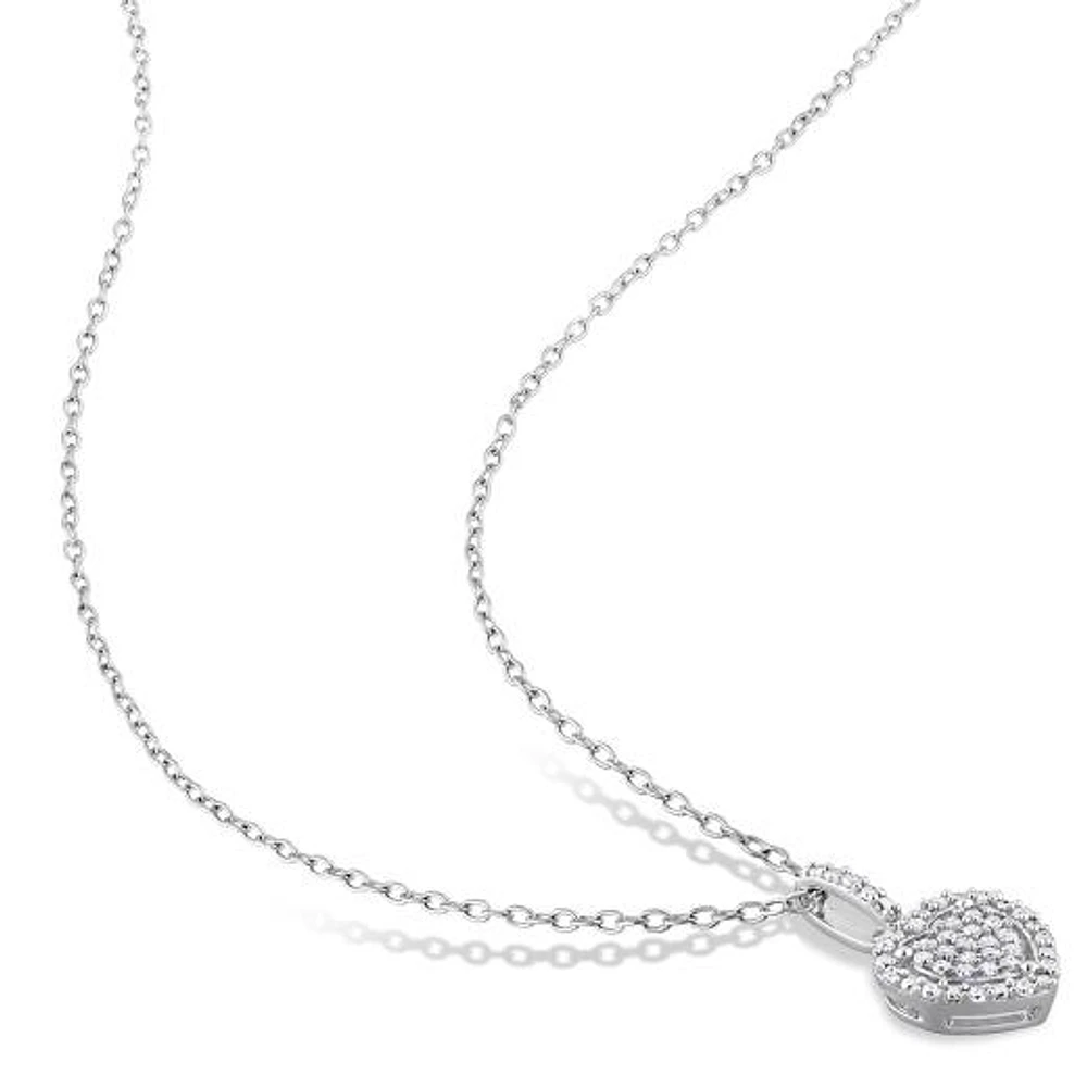Julianna B Sterling Silver 0.15CTW Diamond Heart Pendant