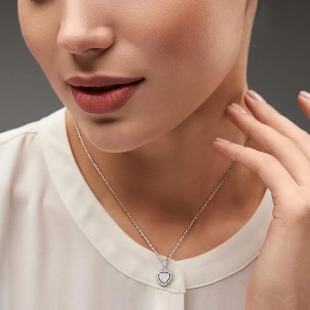 Julianna B Sterling Silver 0.15CTW Diamond Heart Pendant