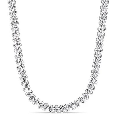 Julianna B Sterling Silver 1.98CTW Diamond Tennis Necklace