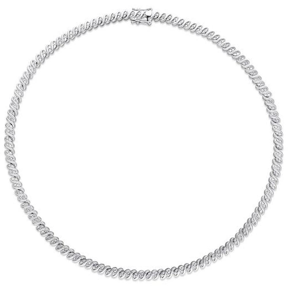 Julianna B Sterling Silver 1.98CTW Diamond Tennis Necklace