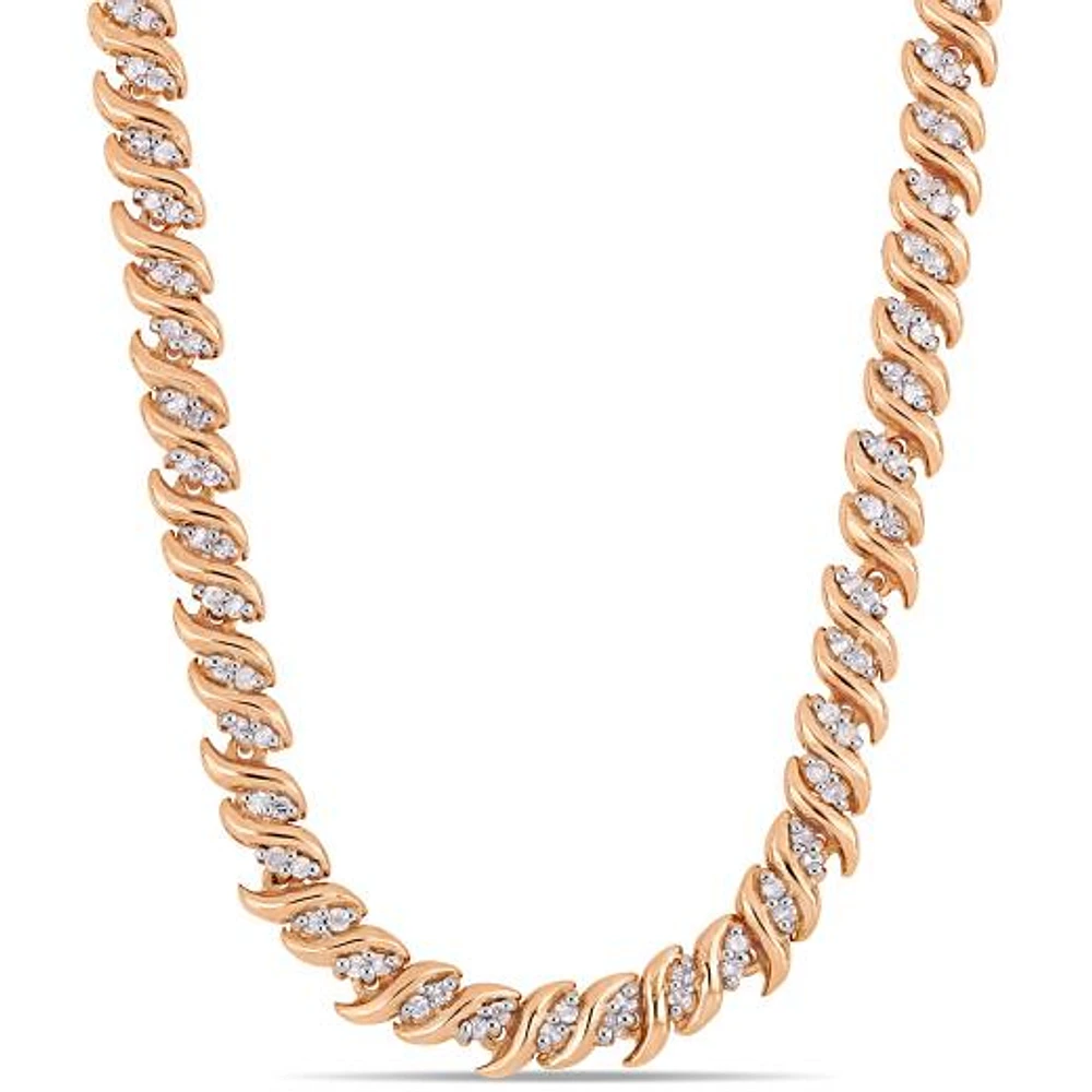 Julianna B Rose Plated Sterling Silver 1.00CTW Diamond Necklace