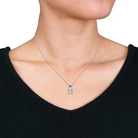 Julianna B Sterling Silver Aquamarine, Blue Sapphire & Diamond Pendant