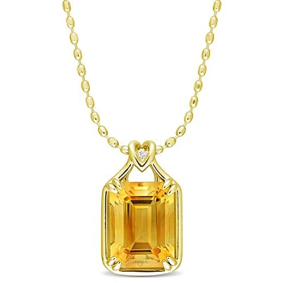 Julianna B Sterling Silver Yellow Plated Citrine and White Topaz Pendant