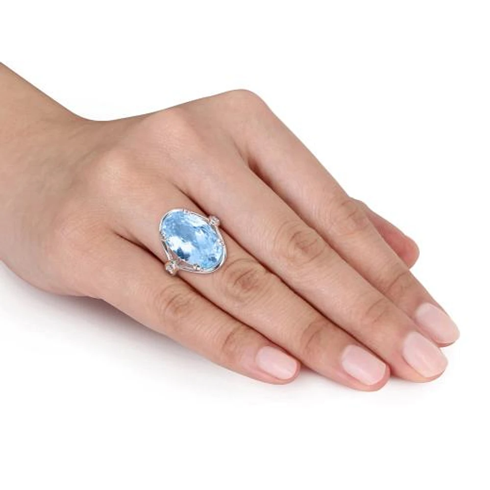 Julianna B Sterling Silver Sky Blue Topaz and White Ring