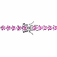Julianna B Sterling Silver Created Pink Sapphire Bracelet 7.5