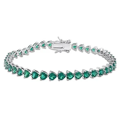 Julianna B Sterling Silver Created Emerald Bracelet 7.5