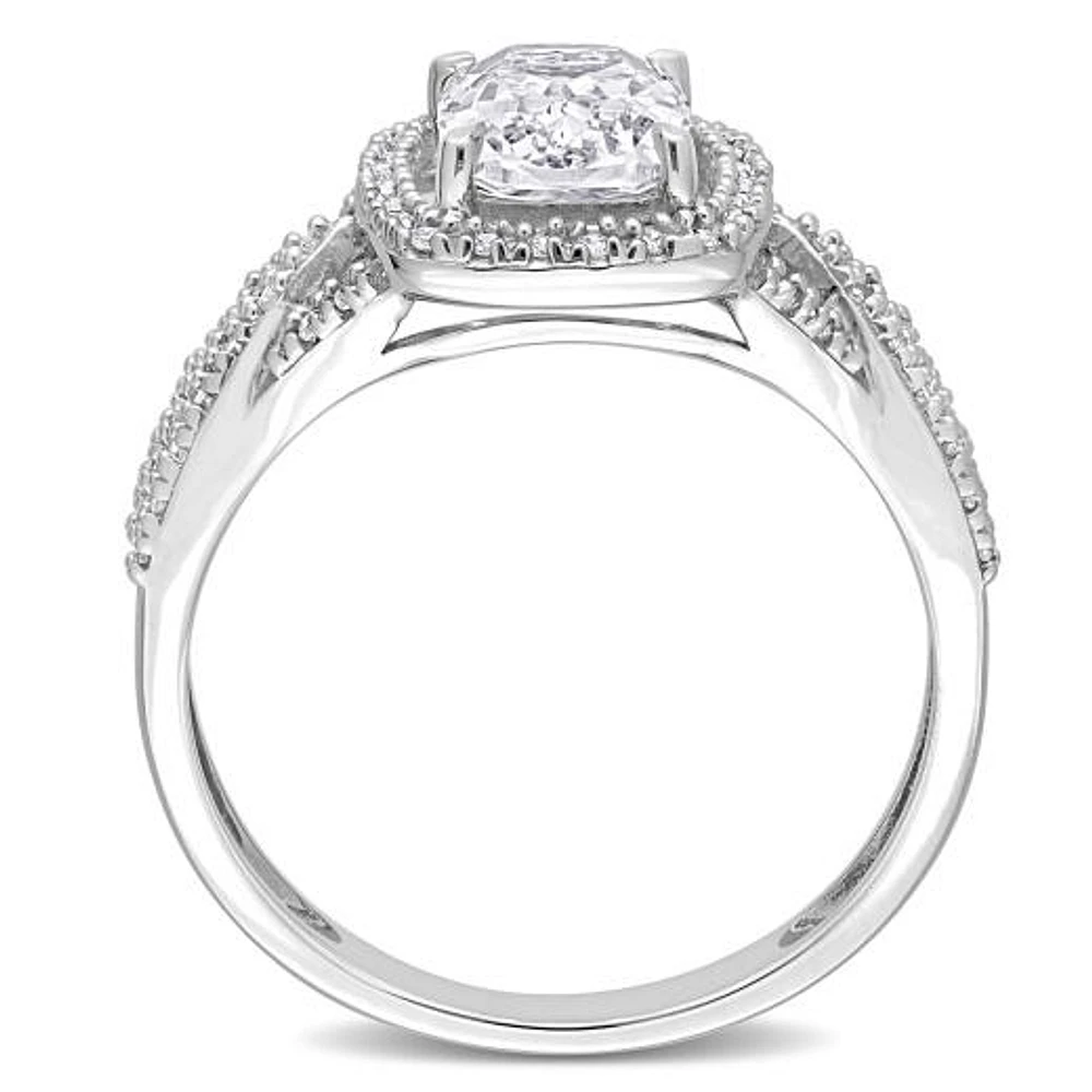 Julianna B 10K White Gold Created Sapphire and Diamond Ring