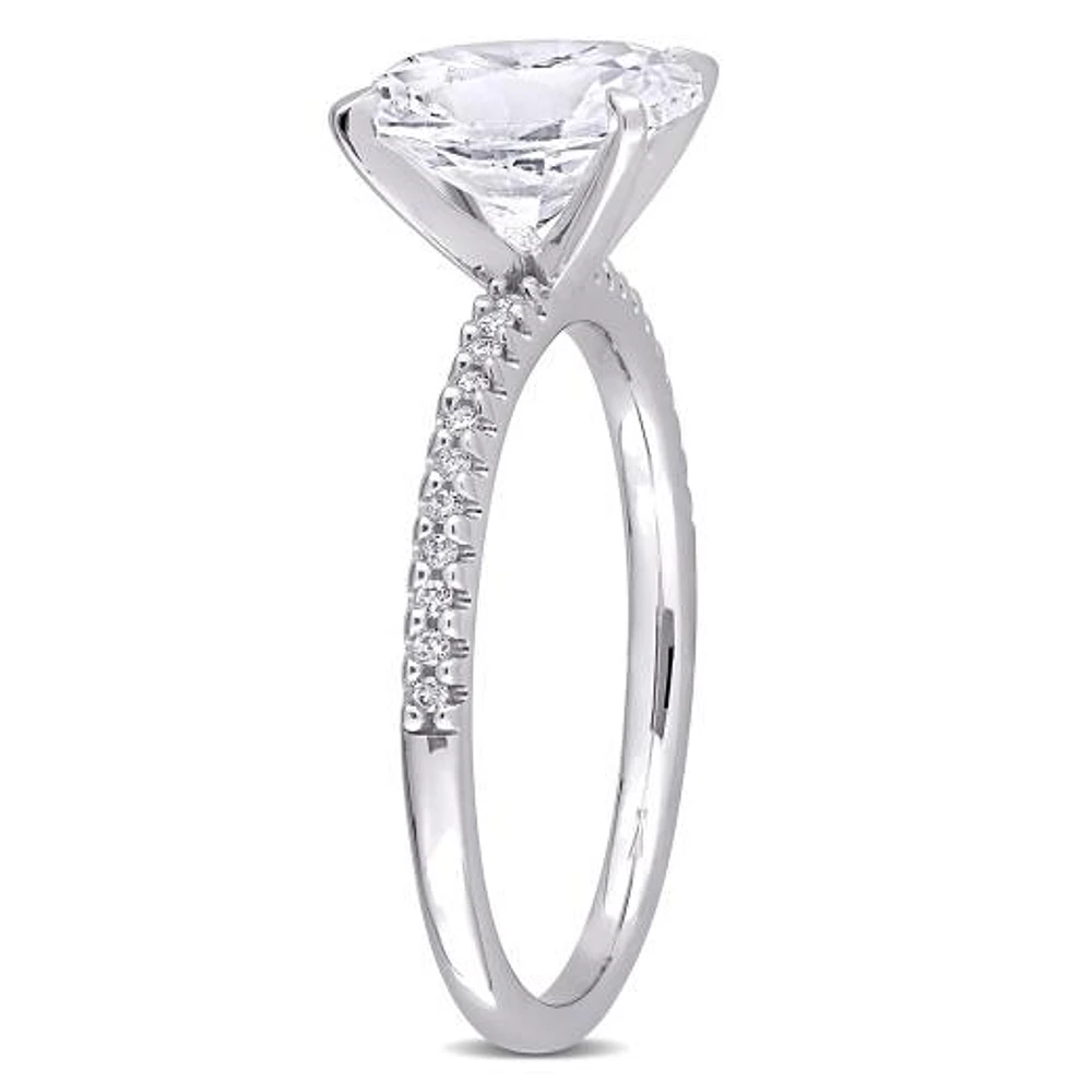 Julianna B 14K White Gold Created Sapphire and Diamond Ring