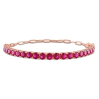 Julianna B Sterling Silver Rose Plated Red Cubic Zirconia Tennis Bracelet