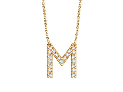 Bella Moda 10K Yellow Gold 0.10CTW Diamond Initial "M" Necklace
