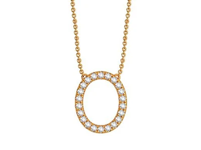 Bella Moda 10K Yellow Gold 0.10CTW Diamond Initial "O" Necklace