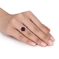 Julianna B Sterling Silver Rose Plated Garnet Ring