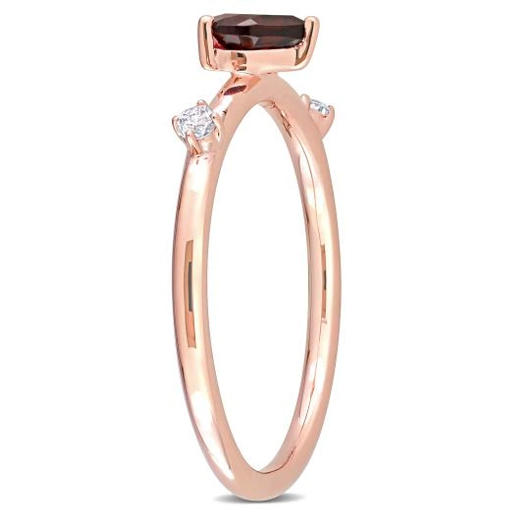 Julianna B 10K Rose Gold Garnet and White Topaz Heart Ring