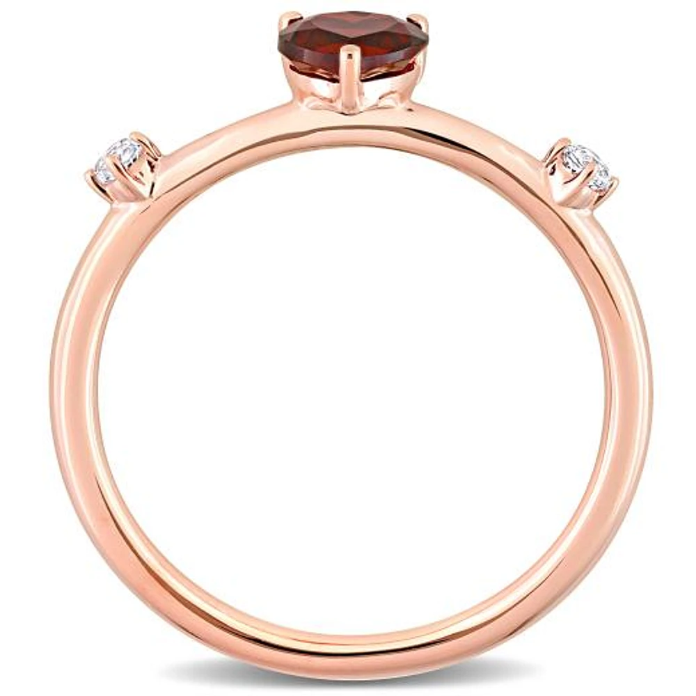 Julianna B 10K Rose Gold Garnet and White Topaz Heart Ring