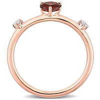 Julianna B 10K Rose Gold Garnet and White Topaz Heart Ring