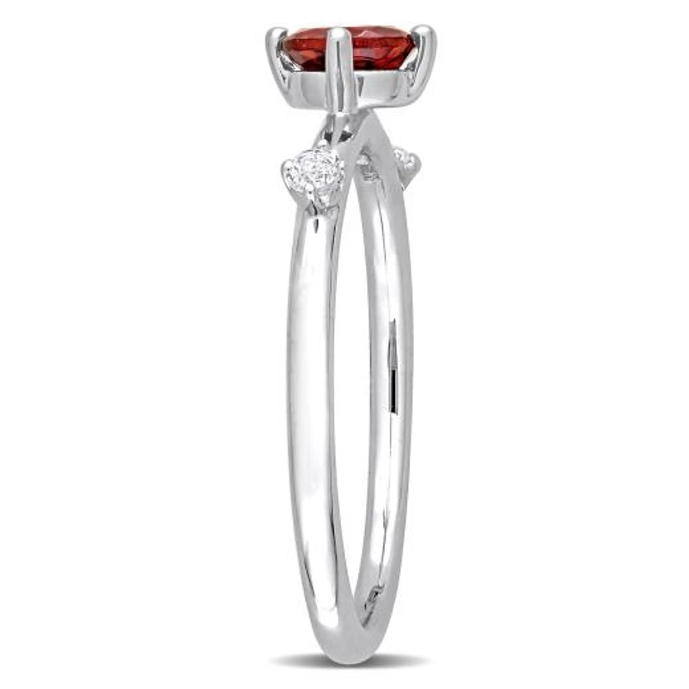 Julianna B Sterling Silver Garnet and White Topaz Ring