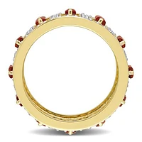 Julianna B Sterling Silver Yellow Plated Garnet and White Topaz Eternity Ring