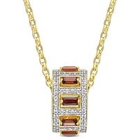 Julianna B Sterling Silver Yellow Plated Garnet and White Topaz Pendant