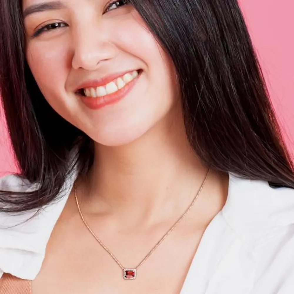Julianna B 14K Rose Gold Garnet and Diamond Necklace