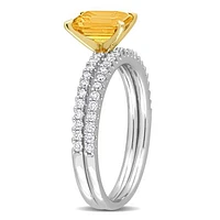 Julianna B 14K White & Yellow Gold Citrine and Diamond Bridal Set