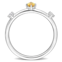 Julianna B Sterling Silver Citrine and White Topaz Ring