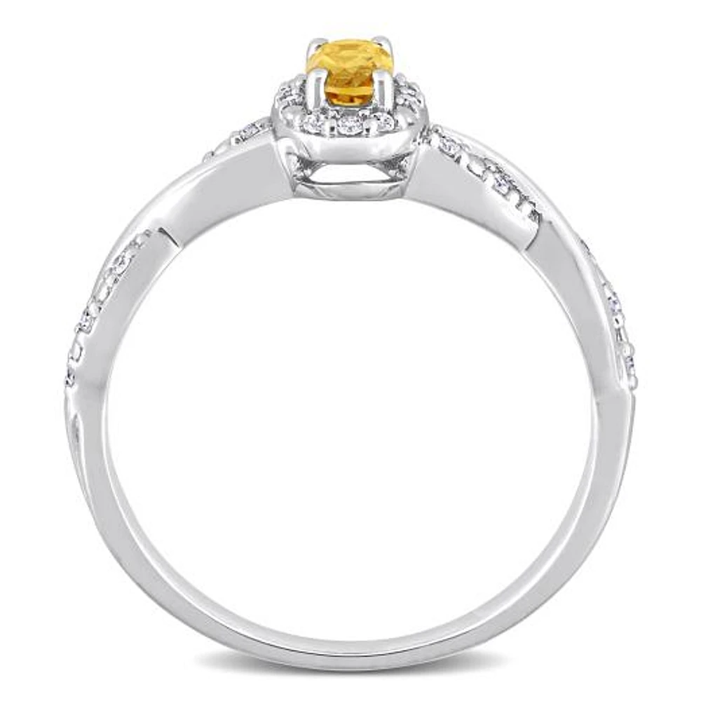 Julianna B Sterling Silver Citrine and Diamond Ring