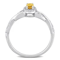 Julianna B Sterling Silver Citrine and Diamond Ring