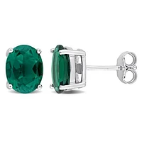 Julianna B Sterling Silver Created Emerald Stud Earrings