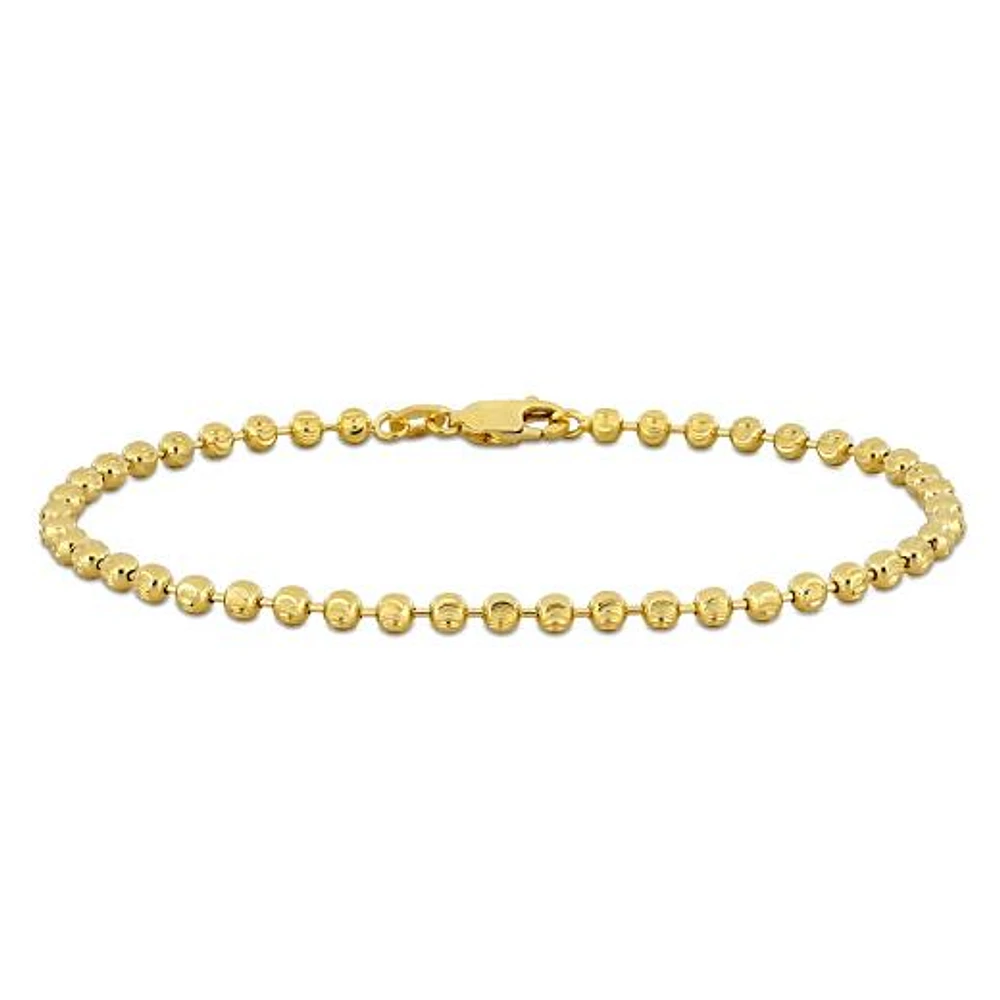 Julianna B 10K Yellow Gold 9" 3MM Diamond Cut Ball Link Anklet