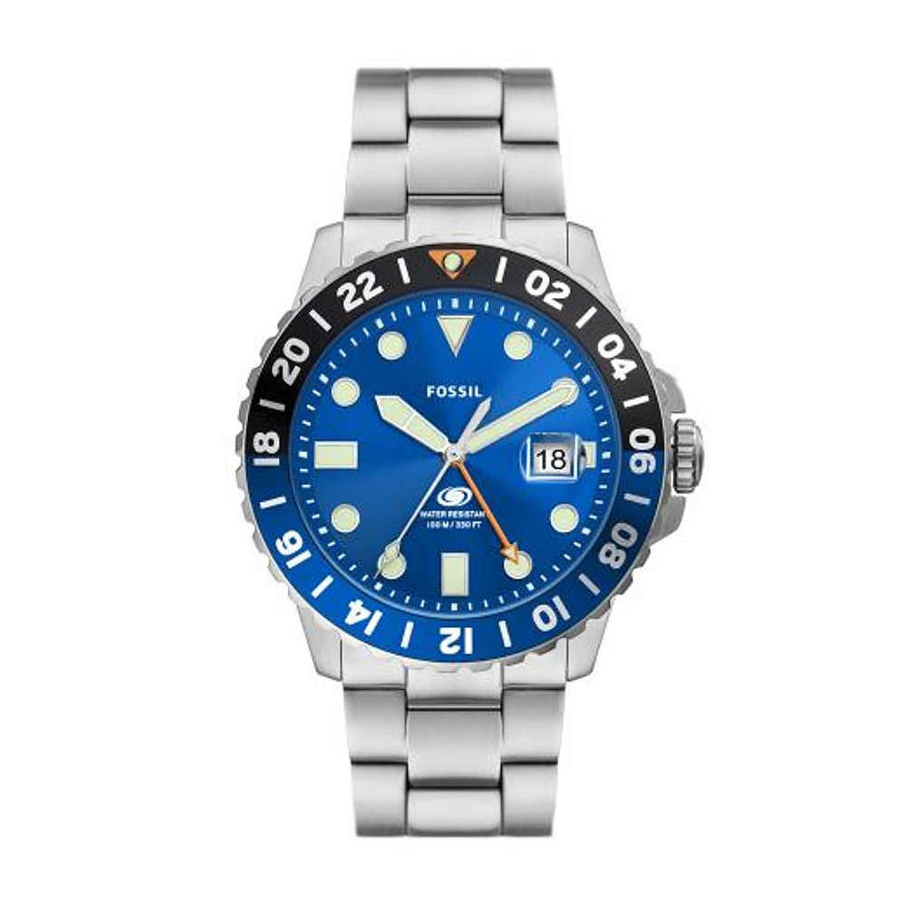 Fossil Men's Blue Stainless Steel GMT Watch
