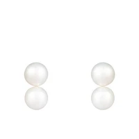 14K Yellow Gold 6-6.5mm Double Freshwater Pearl Earrings