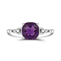 10K White Gold Amethyst and Diamond Infinity Ring
