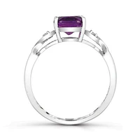 10K White Gold Amethyst and Diamond Infinity Ring