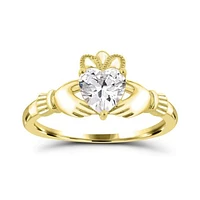 10K Yellow Gold Cubic Zirconia Claddagh Ring