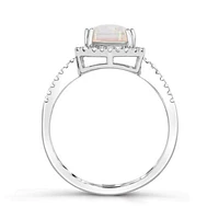 Sterling Silver Created Opal and Created White Sapphire Ring
