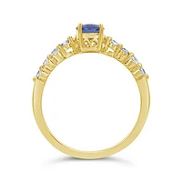 10K Yellow Gold Tanzanite and White Sapphire Ring