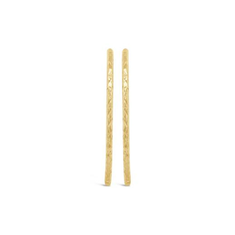 10K Yellow Gold Diamond Cut Hoop Earring