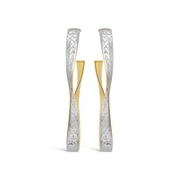 10K Yellow & White Gold Diamond Cut Drop Earring